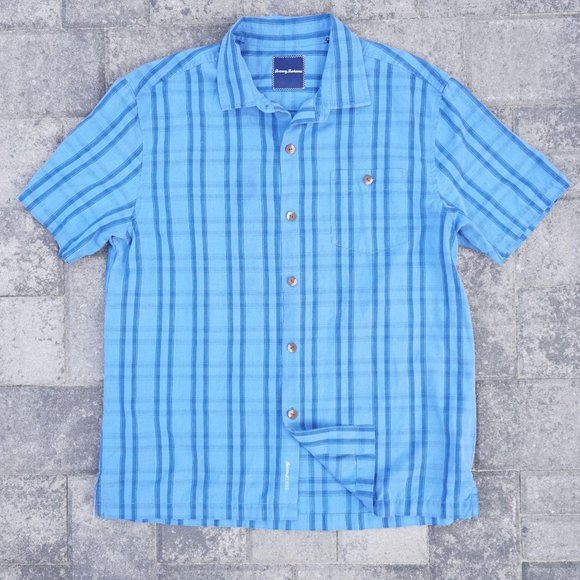 Tommy Bahama Mens Hawaiian Shirt Size Large Blue - Picture 4 of 6